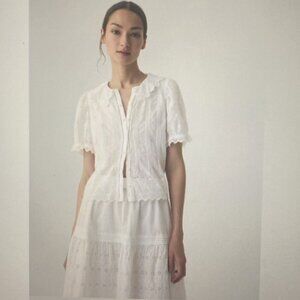 Gap x Doen Cropped Eyelet Top - Medium